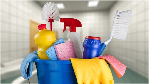 Cleaner wearing PPE while carrying out deep cleaning work in Ilford