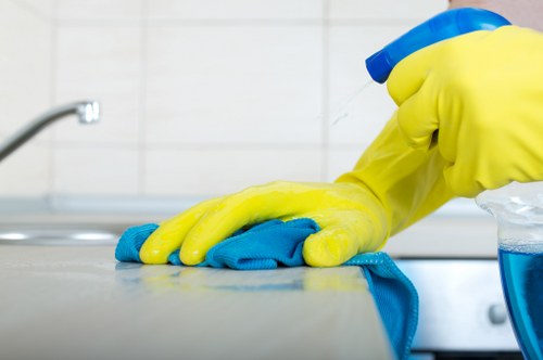 Local cleaner working in a terraced house near Ilford with shared access